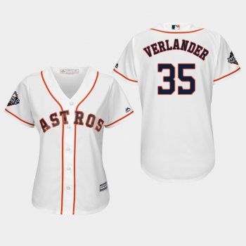 Women's Justin Verlander #35 White 2019 World Series Bound Houston Astros Cool Base Jersey