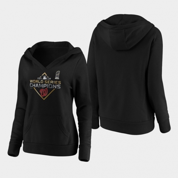 Women's Black Washington Nationals 2019 World Series Champions Parade V-Neck Pullover Hoodie