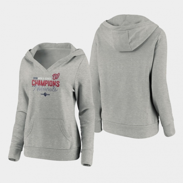 Women's Gray Washington Nationals 2019 World Series Champions Deuces Pullover Hoodie