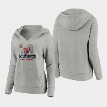 Women's Heather Gray Washington Nationals 2019 World Series Champions Locker Room Pullover Hoodie