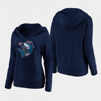 Women's Navy Washington Nationals 2019 World Series Champions Trophy Shark V-Neck Hoodie