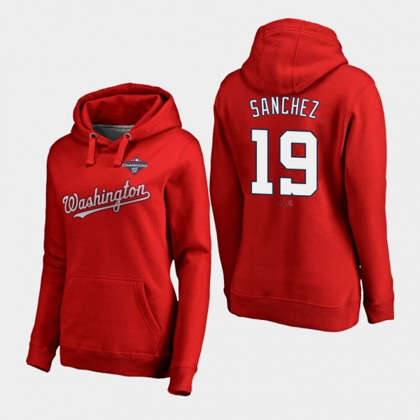 Women's Anibal Sanchez #19 Red Washington Nationals 2019 World Series Champions Pullover Hoodie