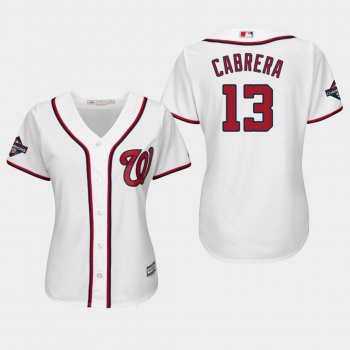 Women's Washington Nationals Asdrubal Cabrera #13 2019 World Series Champions Cool Base Home White Jersey