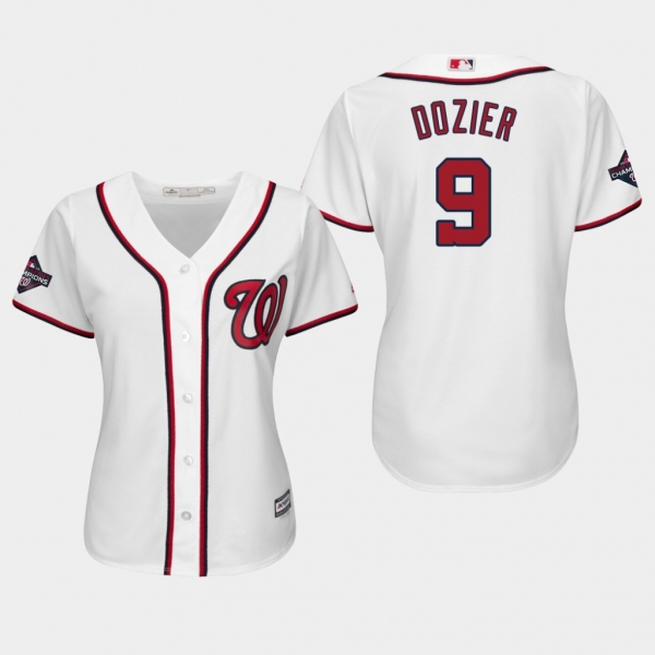 Women's Washington Nationals Brian Dozier #9 2019 World Series Champions Cool Base Home White Jersey