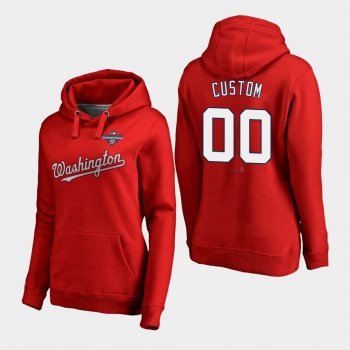 Women's Custom #00 Red Washington Nationals 2019 World Series Champions Pullover Hoodie