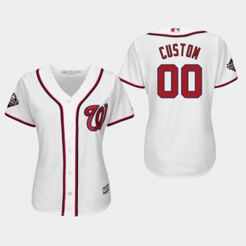 Women's Custom #00 White 2019 World Series Bound Washington Nationals Cool Base Official Jersey