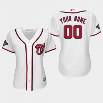 Women's Washington Nationals Custom #00 2019 World Series Champions Cool Base Home White Jersey