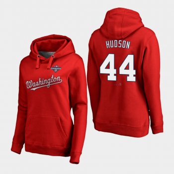 Women's Daniel Hudson #44 Red Washington Nationals 2019 World Series Champions Pullover Hoodie