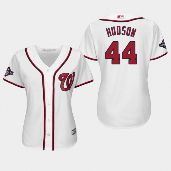 Women's Washington Nationals Daniel Hudson #44 2019 World Series Champions Cool Base Home White Jersey