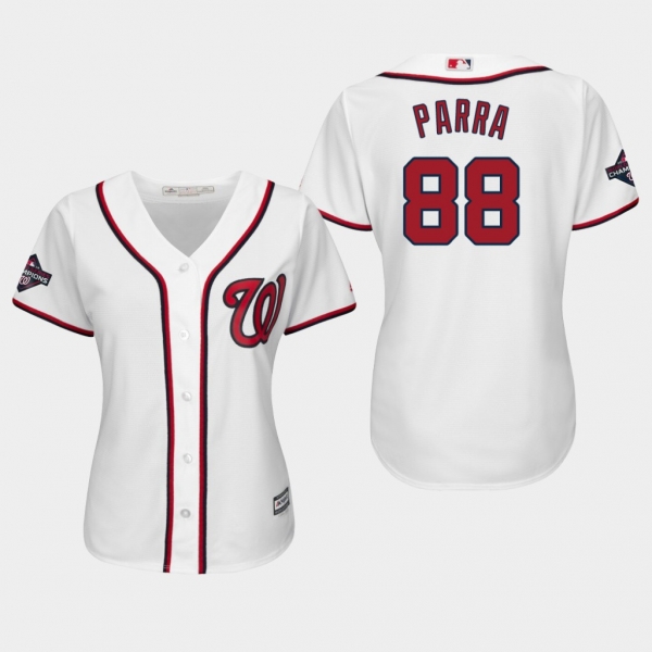 Women's Washington Nationals Gerardo Parra #88 2019 World Series Champions Cool Base Home White Jersey