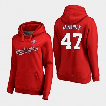 Women's Howie Kendrick #47 Red Washington Nationals 2019 World Series Champions Pullover Hoodie