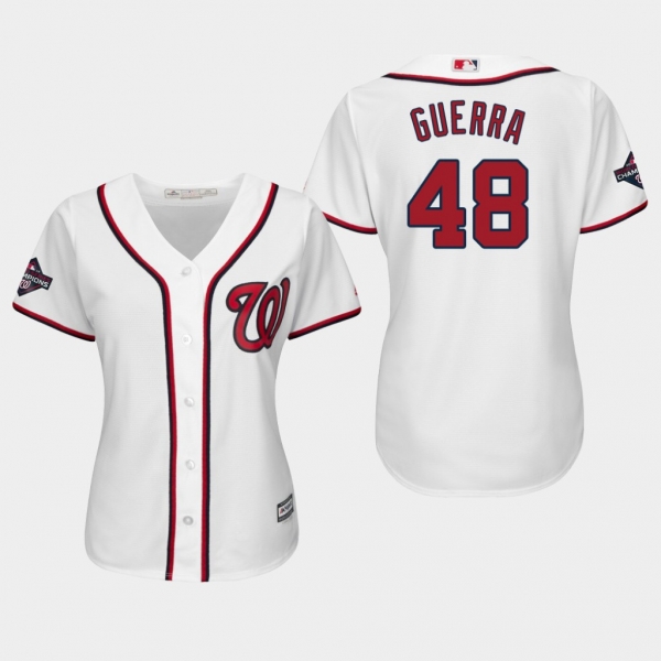 Women's Washington Nationals Javy Guerra #48 2019 World Series Champions Cool Base Home White Jersey