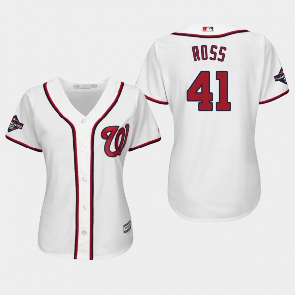 Women's Washington Nationals Joe Ross #41 2019 World Series Champions Cool Base Home White Jersey