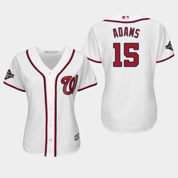 Women's Washington Nationals Matt Adams #15 2019 World Series Champions Cool Base Home White Jersey