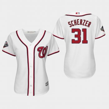 Women's Max Scherzer #31 White 2019 World Series Bound Washington Nationals Cool Base Official Jersey