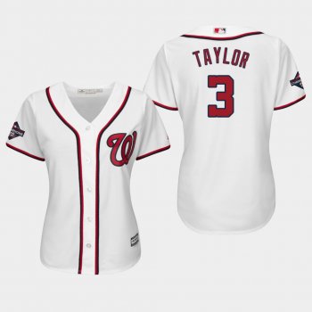 Women's Washington Nationals Michael Taylor #3 2019 World Series Champions Cool Base Home White Jersey