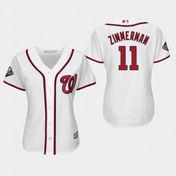 Women's Ryan Zimmerman #11 White 2019 World Series Bound Washington Nationals Cool Base Official Jersey