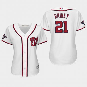 Women's Washington Nationals Tanner Rainey #21 2019 World Series Champions Cool Base Home White Jersey