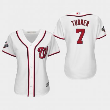 Women's Trea Turner #7 White 2019 World Series Bound Washington Nationals Cool Base Official Jersey