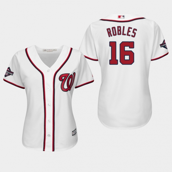 Women's Washington Nationals Victor Robles #16 2019 World Series Champions Cool Base Home White Jersey