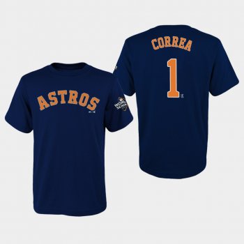 Youth Carlos Correa #1 Navy Houston Astros 2019 World Series Bound Name & Number T-Shirt