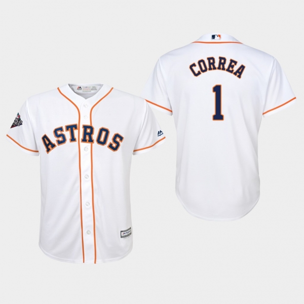 Youth Carlos Correa #1 White 2019 World Series Bound Houston Astros Cool Base Jersey