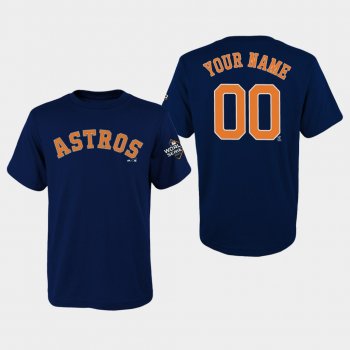 Youth Custom #00 Navy Houston Astros 2019 World Series Bound Name & Number T-Shirt