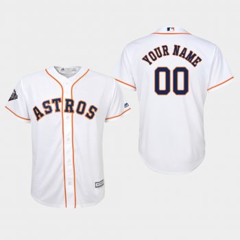 Youth Custom #00 White 2019 World Series Bound Houston Astros Cool Base Jersey