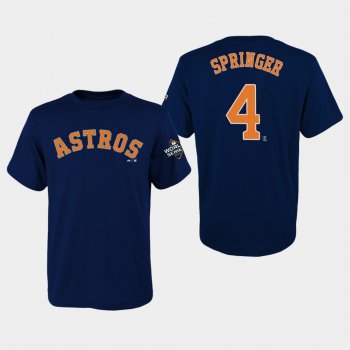 Youth George Springer #4 Navy Houston Astros 2019 World Series Bound Name & Number T-Shirt