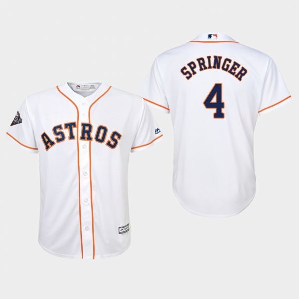 Youth George Springer #4 White 2019 World Series Bound Houston Astros Cool Base Jersey