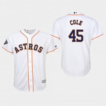 Youth Gerrit Cole #45 White 2019 World Series Bound Houston Astros Cool Base Jersey