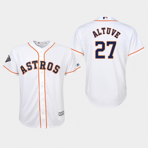 Youth Jose Altuve #27 White 2019 World Series Bound Houston Astros Cool Base Jersey