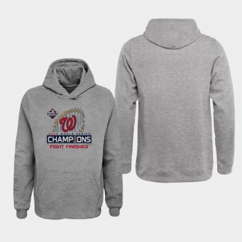 Youth Heather Gray Washington Nationals 2019 World Series Champions Locker Room Pullover Hoodie