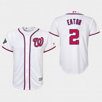 Youth Adam Eaton #2 White 2019 World Series Bound Washington Nationals Cool Base Jersey