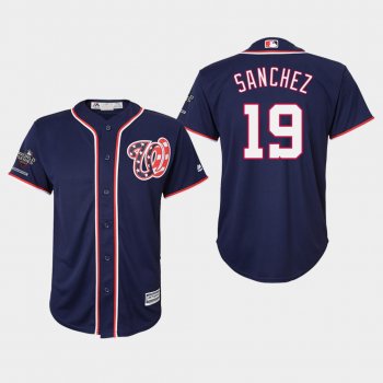 Youth Washington Nationals Anibal Sanchez #19 2019 World Series Champions Cool Base Navy Jersey