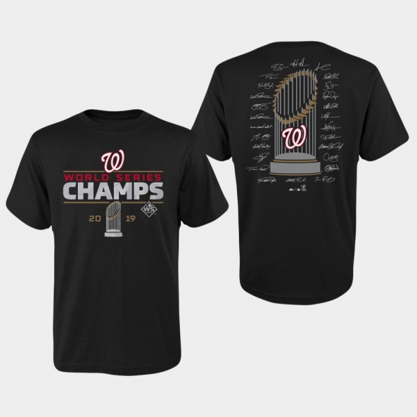 Youth Black Washington Nationals 2019 World Series Champions Signature Roster T-Shirt