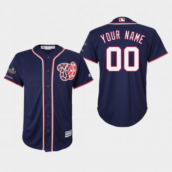 Youth Washington Nationals Custom #00 2019 World Series Champions Cool Base Navy Jersey