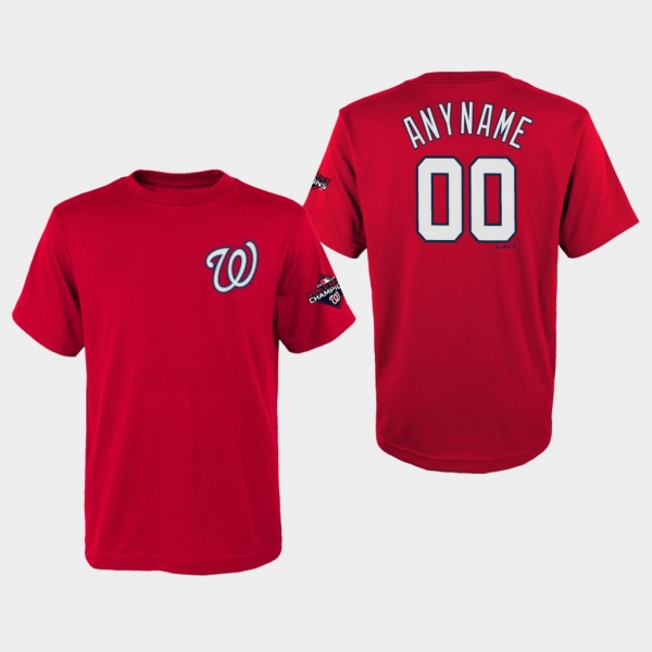 Youth Custom #00 Washington Nationals 2019 World Series Champions Name & Number Red T-Shirt