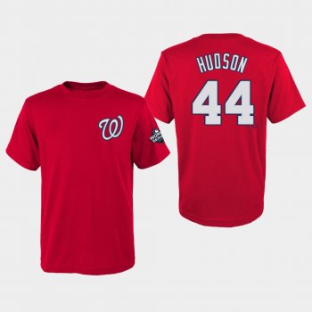 Youth Daniel Hudson #44 Red Washington Nationals 2019 World Series Bound Name & Number T-Shirt