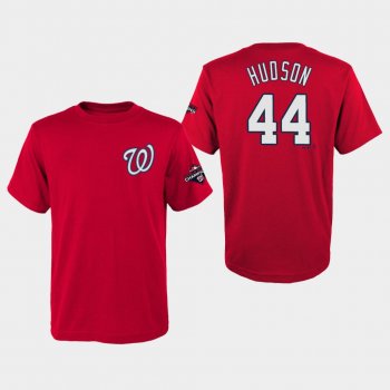 Youth Daniel Hudson #44 Washington Nationals 2019 World Series Champions Name & Number Red T-Shirt