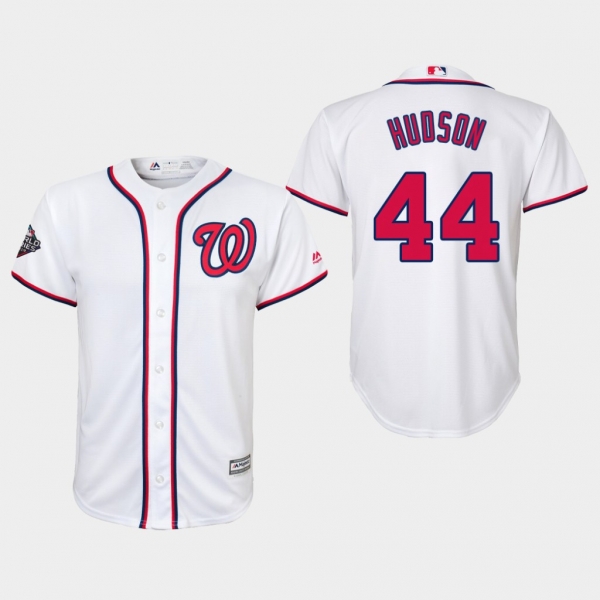 Youth Daniel Hudson #44 White 2019 World Series Bound Washington Nationals Cool Base Jersey