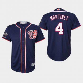 Youth Washington Nationals Dave Martinez #4 2019 World Series Champions Cool Base Navy Jersey