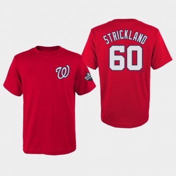 Youth Hunter Strickland #60 Red Washington Nationals 2019 World Series Bound Name & Number T-Shirt