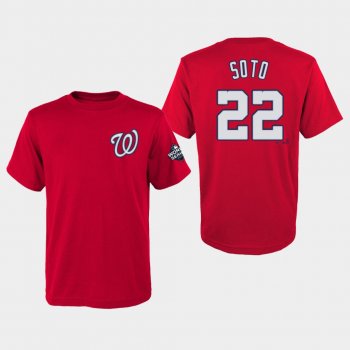 Youth Juan Soto #22 Red Washington Nationals 2019 World Series Bound Name & Number T-Shirt