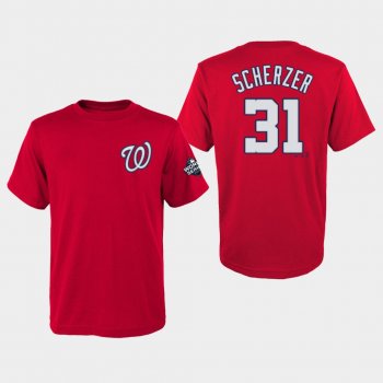 Youth Max Scherzer #31 Red Washington Nationals 2019 World Series Bound Name & Number T-Shirt