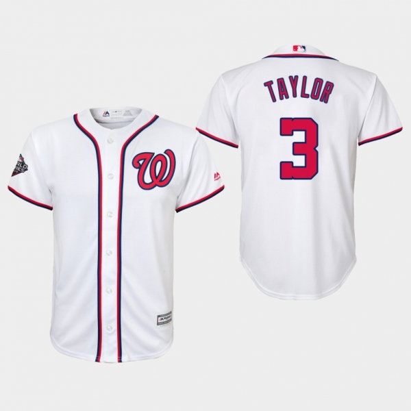 Youth Michael A. Taylor #3 White 2019 World Series Bound Washington Nationals Cool Base Jersey