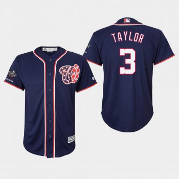 Youth Washington Nationals Michael Taylor #3 2019 World Series Champions Cool Base Navy Jersey