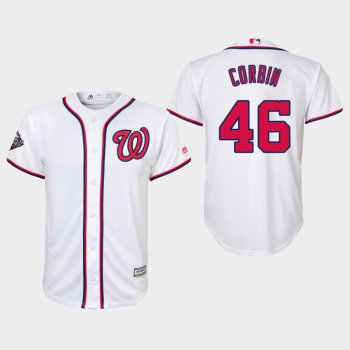 Youth Patrick Corbin #46 White 2019 World Series Bound Washington Nationals Cool Base Jersey