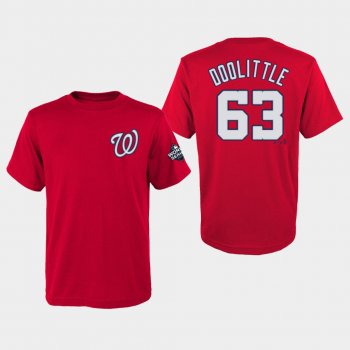 Youth Sean Doolittle #63 Red Washington Nationals 2019 World Series Bound Name & Number T-Shirt