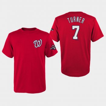 Youth Trea Turner #7 Washington Nationals 2019 World Series Champions Name & Number Red T-Shirt